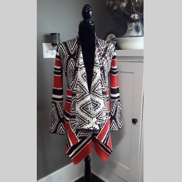 Knox Rose Sweaters - Knox Rose✨ Waterfall Wrap Aztec Tribal Cardigan Size XS